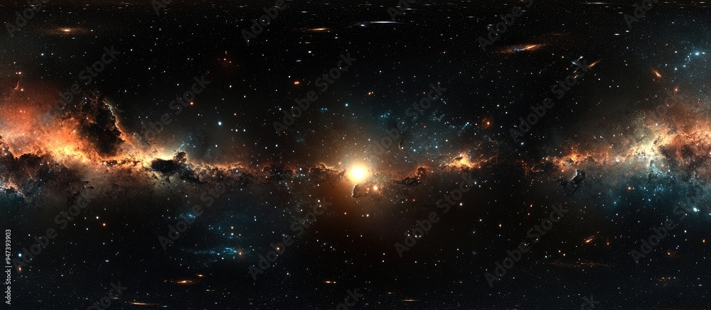 Aufkleber 360 degree equirectangular projection of a wide cosmos featuring shining stars starry space backdrop