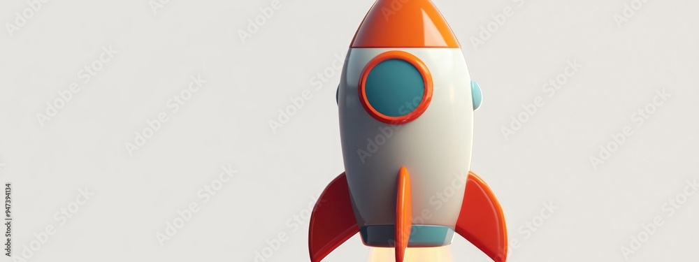 Poster Isolated cartoon rocket in 3D rendering
