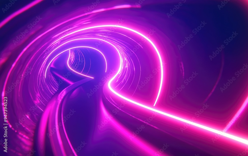 Poster 3D illustration of a cartoon rendered tunnel or wormhole depicting a connection between different universes Abstract scene of a warp speed tunnel in space showcasing a wormhole or black hole and t