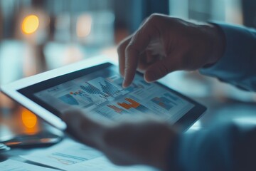 A close-up of a product pitch being presented on a tablet, surrounded by business plans and investor notes, symbolizing the process of securing funding for a startup
