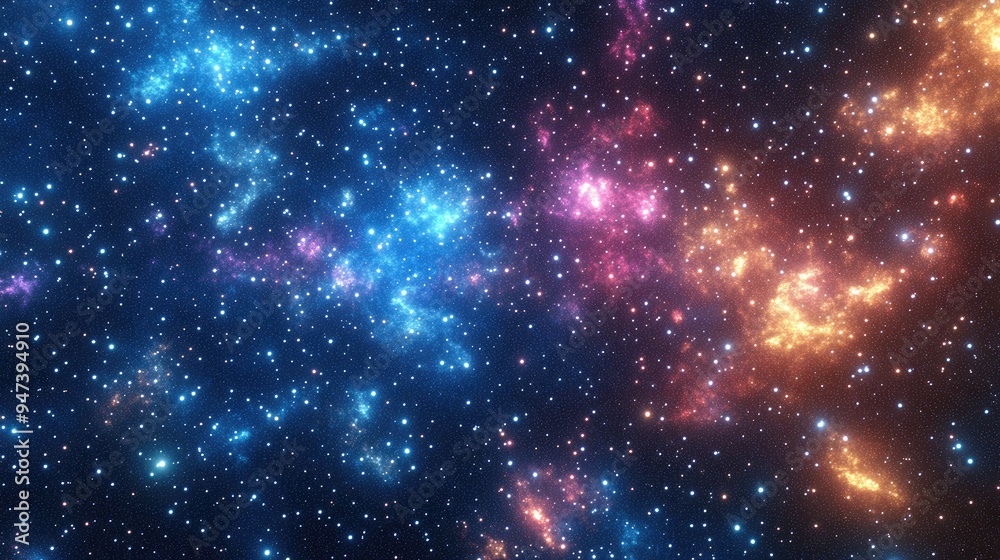 Wall mural high definition star field background in a 3d cartoon rendering of deep space colorful starry night 