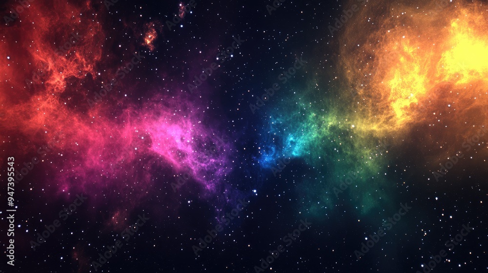 Poster Planetary nebula in deep space featuring an abstract colorful background created through 3D cartoon rendering