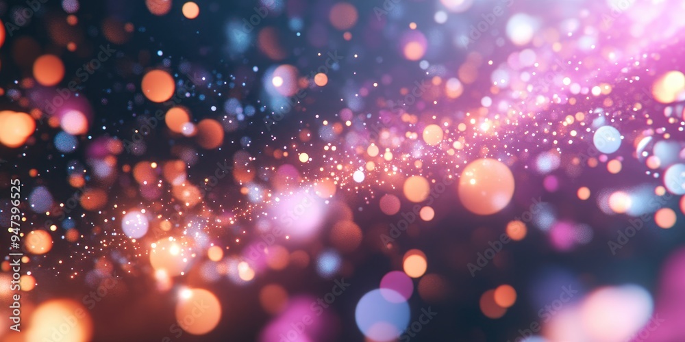 Poster Abstract light bokeh background featuring defocused light dots in a 3D cartoon rendering