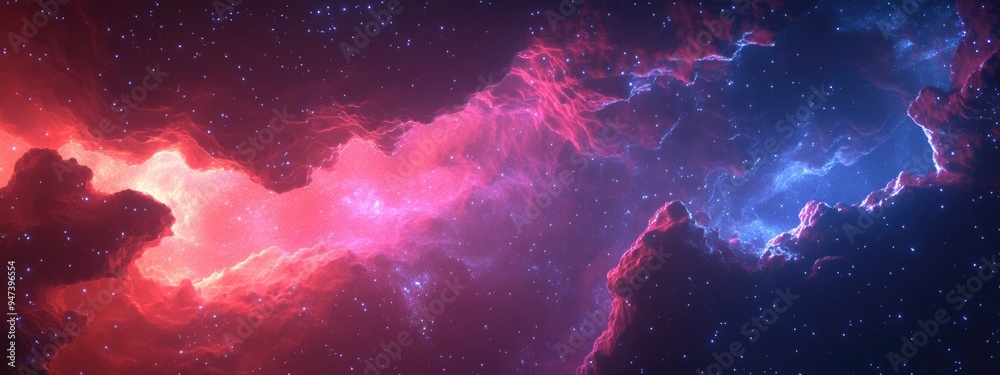 Aufkleber 3D cartoon rendering featuring a nebula illuminated by a distant star field in outer space