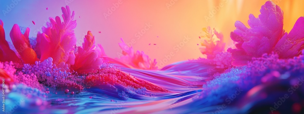 Poster Color Dream series featuring a composition of gradients and spectral hues in a 3D cartoon rendering embodying themes of imagination creativity and art painting within the Paint Movement