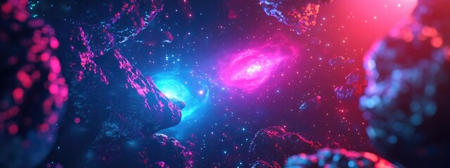 Abstract science fiction background concept of time travel and outer space in 3D cartoon rendering