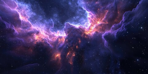 Fototapeta premium 3D cartoon depiction of a nebula with a cluster of stars in deep space Science fiction art