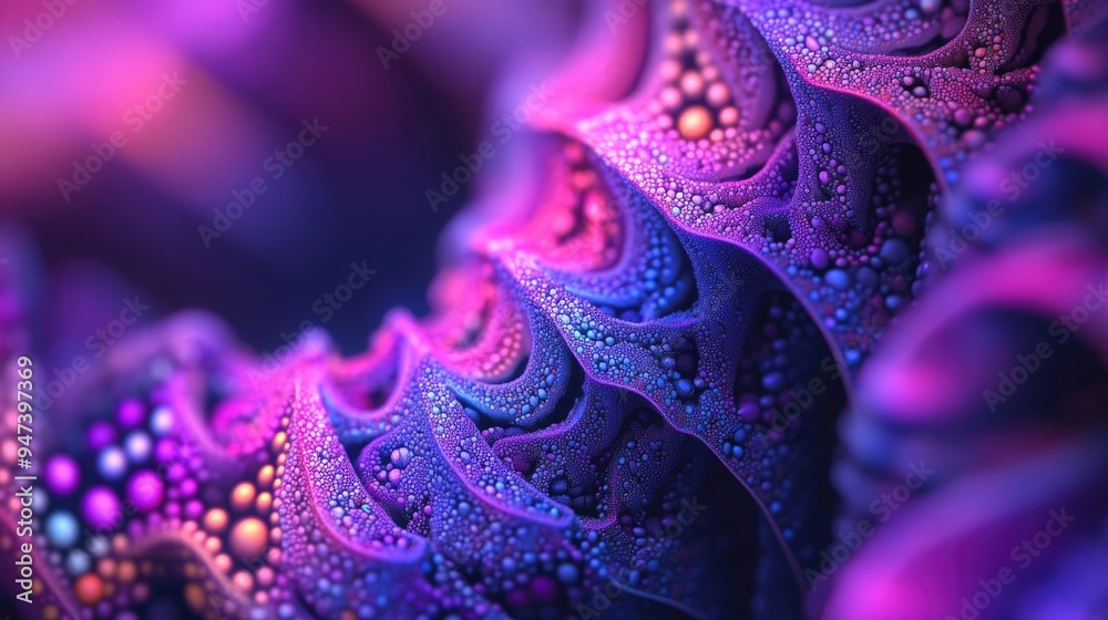 Fototapete Abstract fractal patterns and shapes rendered in 3D cartoon style Infinite universe