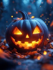 Enchanting 3D Halloween Card with Adorable Claymation Style and Anime Features