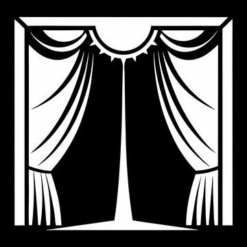 black and white theater curtains clip art preview