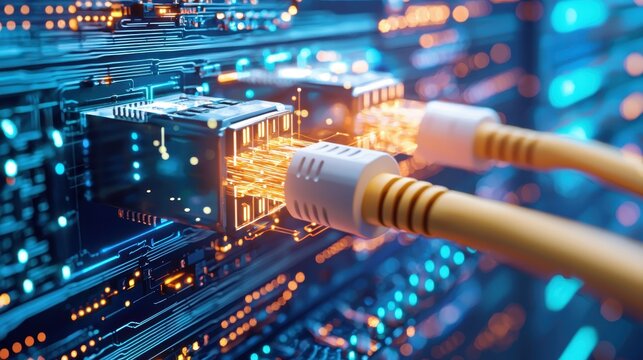 Network Data Transfer  Fiber Optic Cables  High Speed Connection  Technology Background