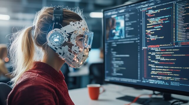 Modern Tech Collaboration: Virtual Team Developing Website Remotely in Ultra Sharp 32K Detail, Generate Ai