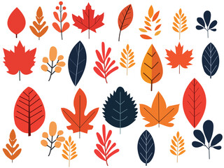 Autumn Leaves flat design collection a white background	