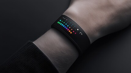 Futuristic Smartwatch with Colorful Interface on Wrist
