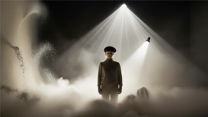 Simulated Eclipse: Studio Recreation with Flashlight, Cap, and Atmospheric Spray