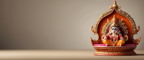 Hindu Deity Figurine with Ornate Throne
