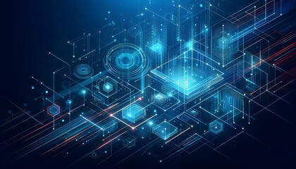 Blue neon geometric abstract background