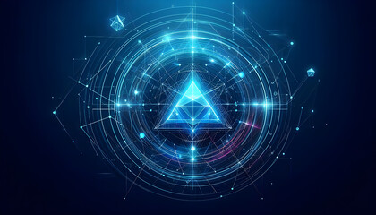 Blue neon geometric abstract background