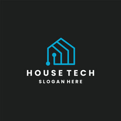 house tech logo vector icon illustration on black background