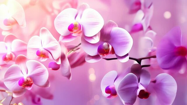 Beautiful pink orchids blooming in a serene garden during springtime morning
