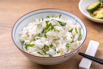 紫蘇としらすの混ぜご飯