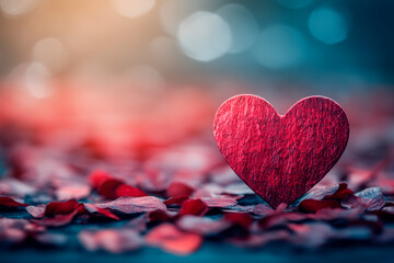 Fototapeta premium Valentines Day background with red heart