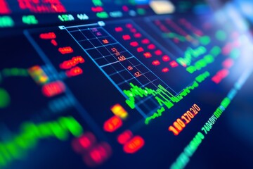 Fototapeta premium a computer screen showing a detailed stock portfolio, with green and red indicators tracking daily gains and losses, symbolizing the ongoing management of investments