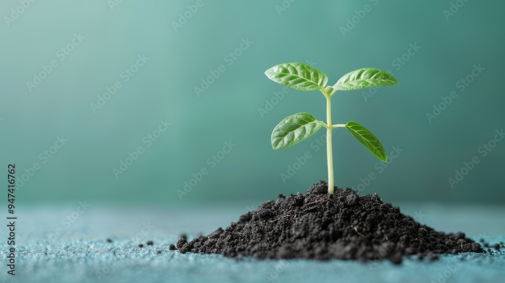 Poster a symbolic image representing the concept of business growth and enrichment, featuring a lush plant 
