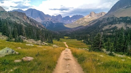 Fototapeta premium Scenic Mountain Hiking Trail with Stunning View