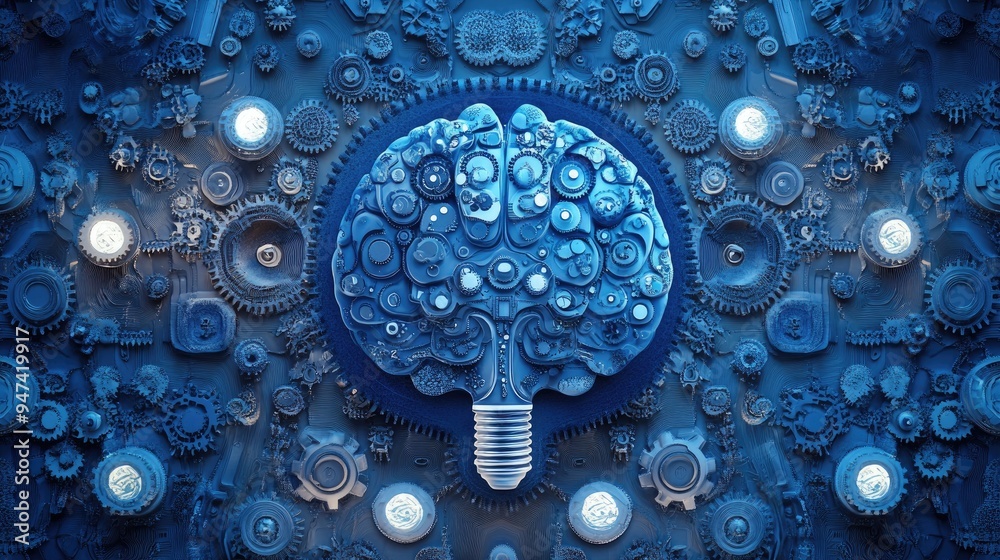 Poster abstract symmetrical pattern representing brain development concepts such as e learning studying gea