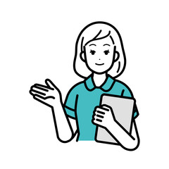 看護師　患者を案内するイラスト