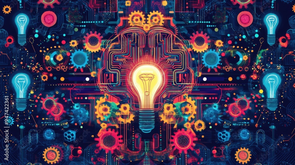 Poster abstract symmetrical pattern representing brain development concepts such as e learning studying gea