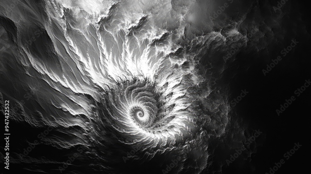 Poster Black and white digital abstract fractal background created using computer graphics