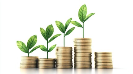 Growing Green Plant on Stack of Coins   Financial Growth  Investment  Success  Profit  Wealth  Concept