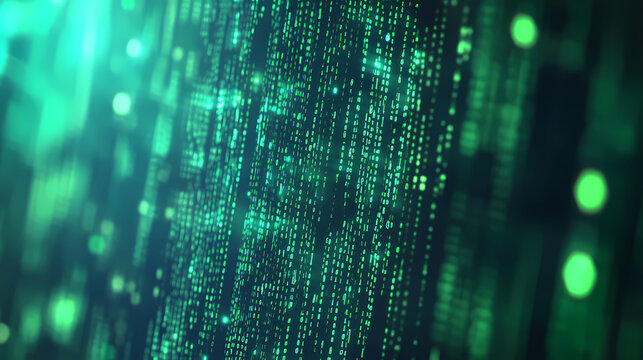 Green digital code science fiction scene background