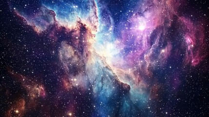Obraz premium Cosmic Nebula with Stars Galactic Dust and Gas Clouds Deep Space Background
