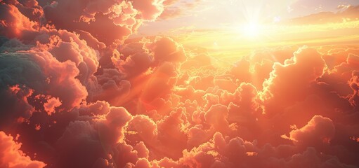 Golden Sunset Sky with Clouds