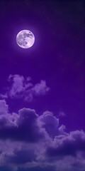 purple gradient moonlight sky with clouds and stars background wallpaper