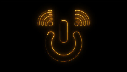 Neon Smart Power Icon, Glowing Wi-Fi and Power Symbol, Futuristic Digital Connectivity, Cyber Power and Signal Icon, Connected Smart Power Button Design