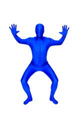Mysterious blue man in blue suit