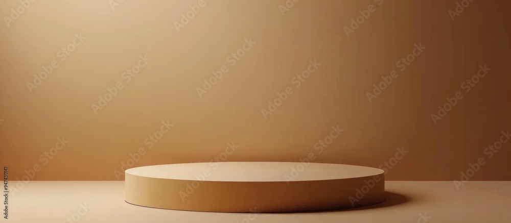 Aufkleber Minimalist podium in the shape of a cylinder with a brown gradient backdrop 3D rendering