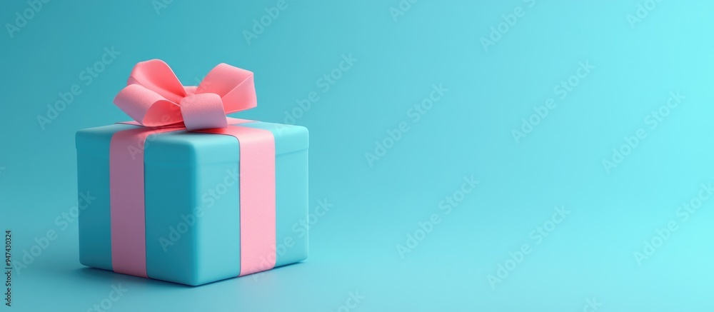 Poster minimal winter themed product backdrop for holiday and sales events colorful gift box adorned with a
