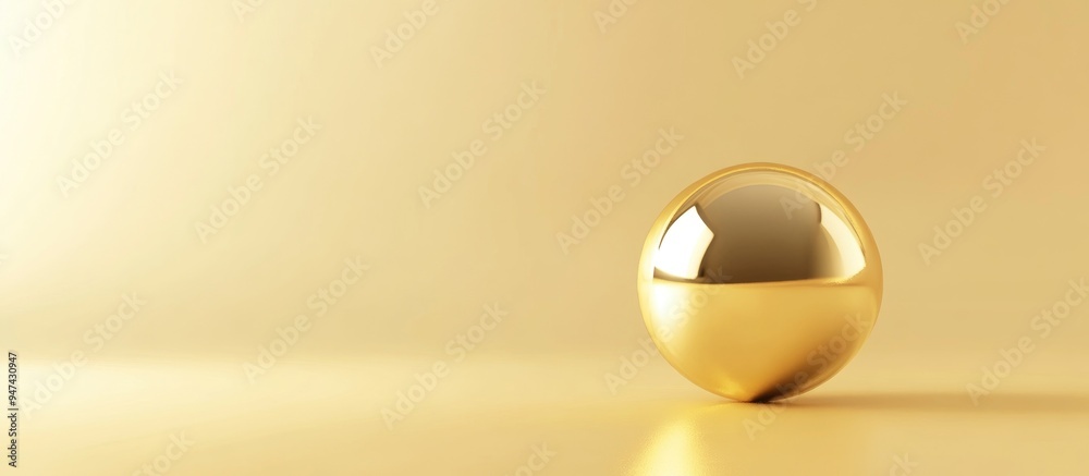 Poster Product display featuring a golden sphere on a soft yellow background 3D rendering
