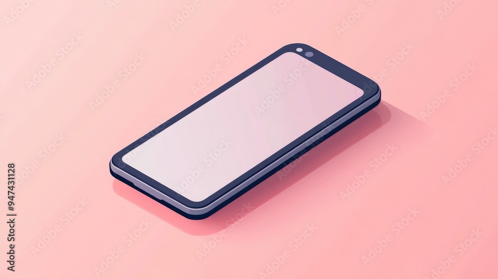 Poster minimalist 3d isometric illustration of a smartphone in a side perspective view suitable for infogra