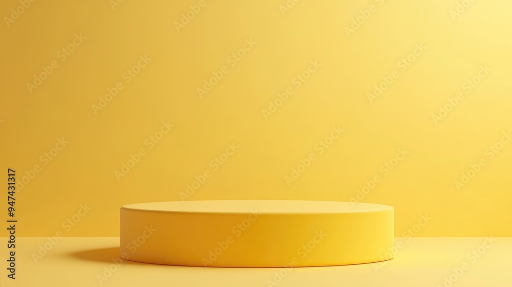 Poster 3d yellow cylinder podium against a minimal studio backdrop abstract geometric shape illustration re