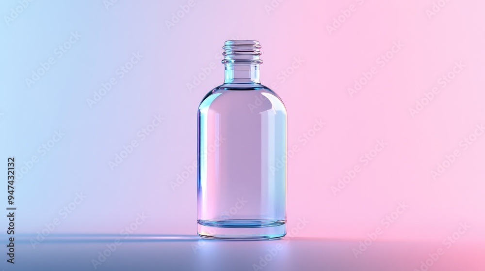 Aufkleber Clear bottle displayed on a gradient background mockup in a 3D scene
