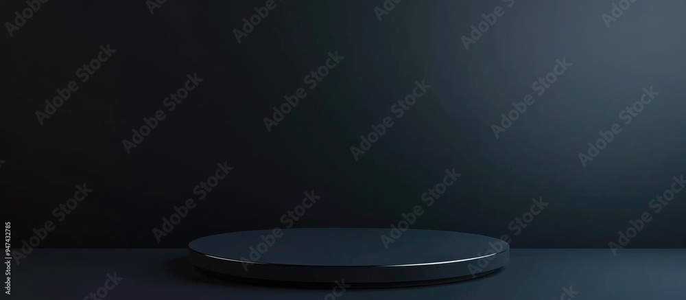 Poster Empty black podium in a minimalist style suitable for product display with a black background 3D rendering