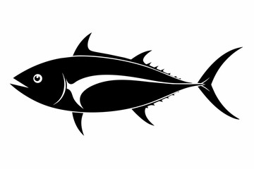 Tuna fish silhouette black vector art illustration