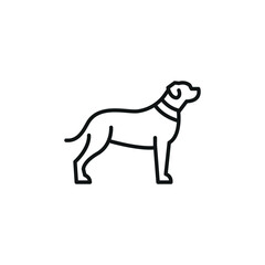 Dog icon. A simplified representation of a seated dog, often a symbol of loyalty, companionship, and domestic life. Perfect for use in pet care, veterinary services. Vector illustration 