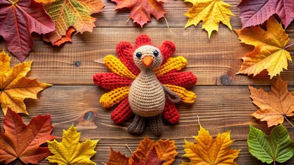 autumn leaves on a wooden background
